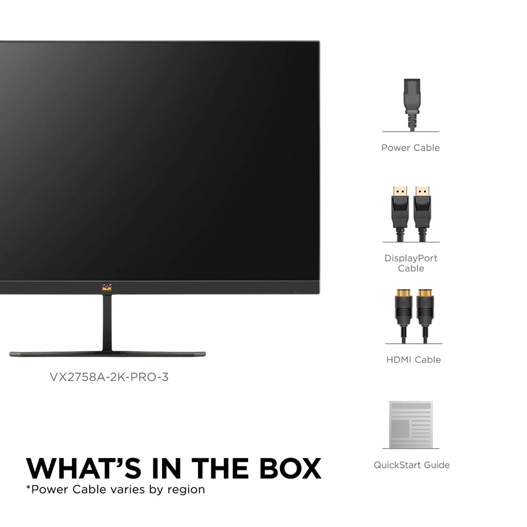OPEN BOX ✔️ ViewSonic VX2758A-2K-PRO-3 (68.58 Cm) 27Inch 240Hz IPS QHD 2K Gaming Monitor| 1ms| HDR10| FreeSync | 137% sRGB | Tilt | Eye Care | 2 x HDMI | Display Port.