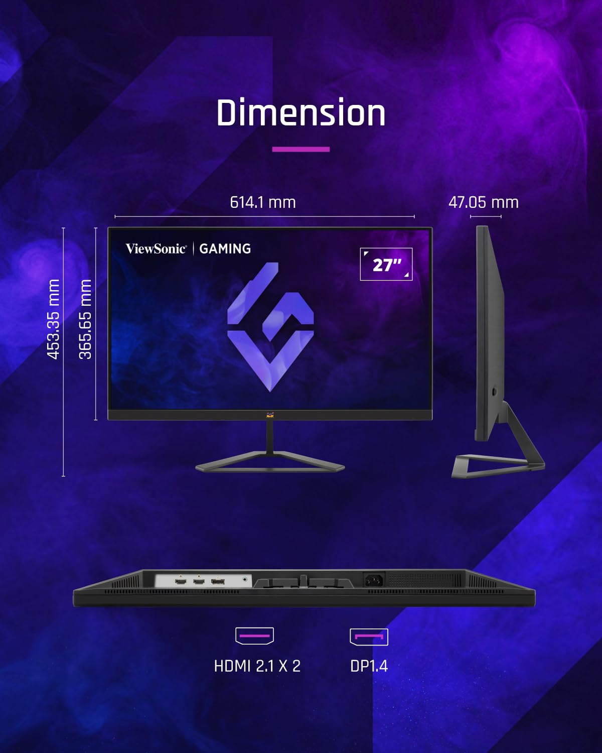 OPEN BOX ✔️ ViewSonic VX2758A-2K-PRO-3 (68.58 Cm) 27Inch 240Hz IPS QHD 2K Gaming Monitor| 1ms| HDR10| FreeSync | 137% sRGB | Tilt | Eye Care | 2 x HDMI | Display Port.